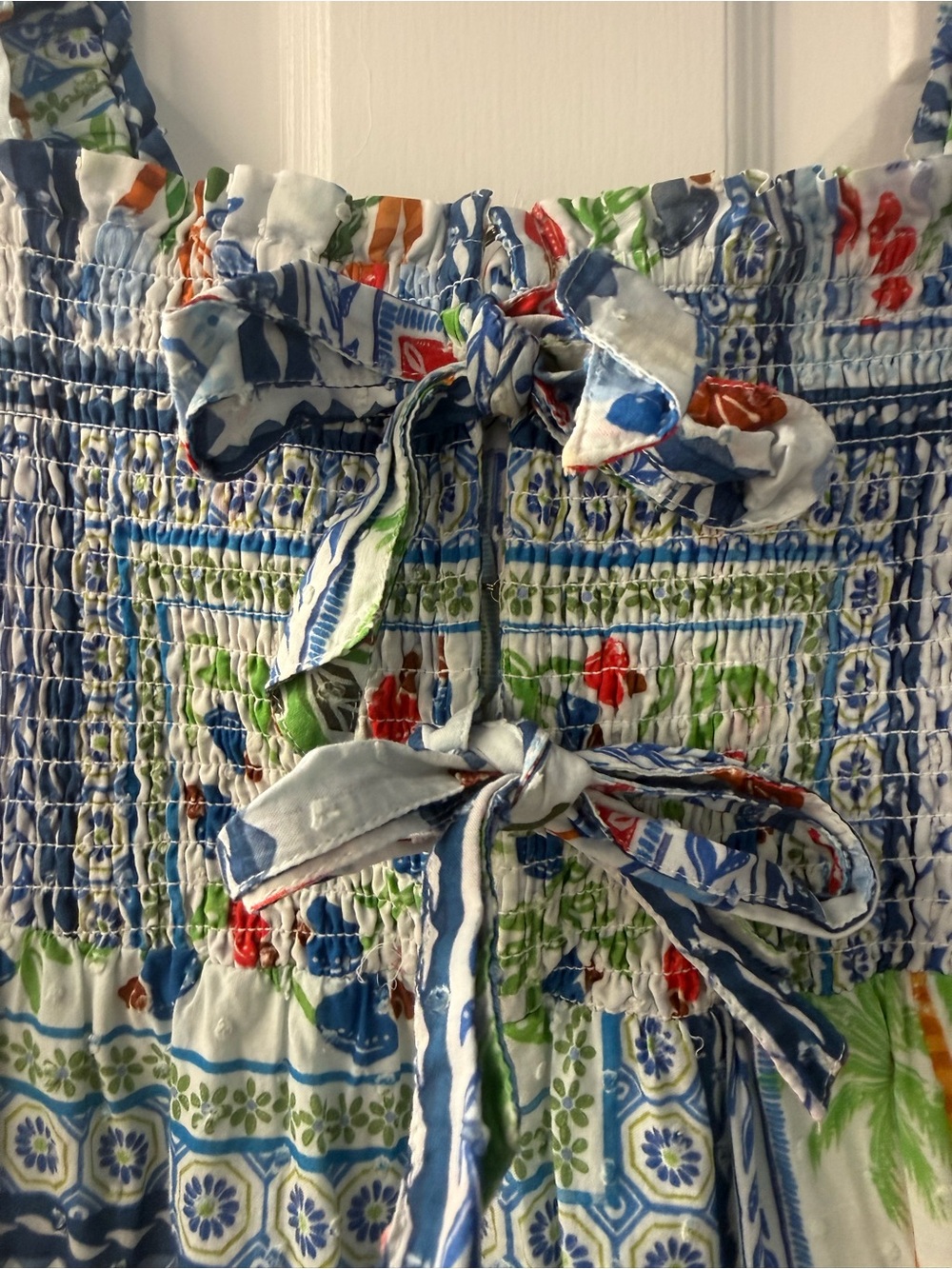 FARM Rio Blue White Floral Patchwork Maxi Dress - Picture 4 of 6